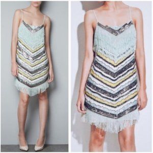 Zara Mint & Pearl Sequin Beaded Flapper Dress